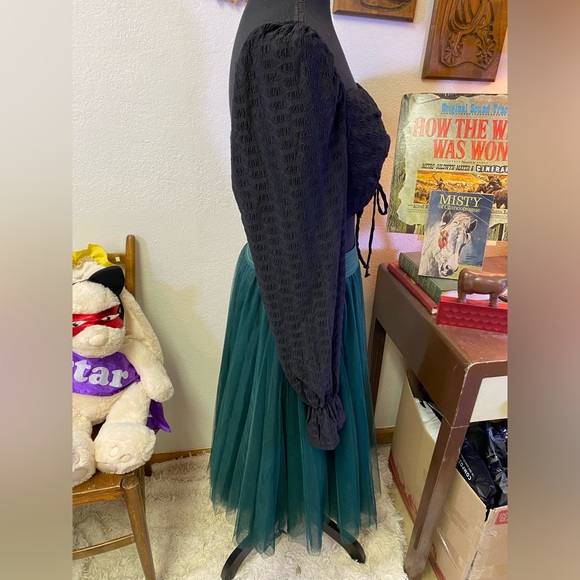 Fairycore Whimsigoth Ren Faire Bubble Sleeve Ruched Crop Top & Tulle Skirt M/L - Picture 5 of 16